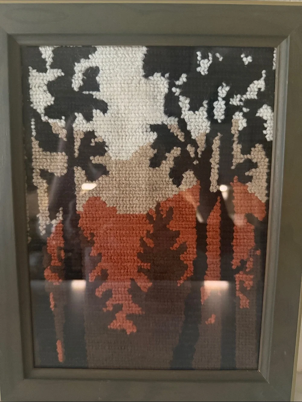 Vintage Woodland Lodge Style Yarn Art in IKEA Frame
